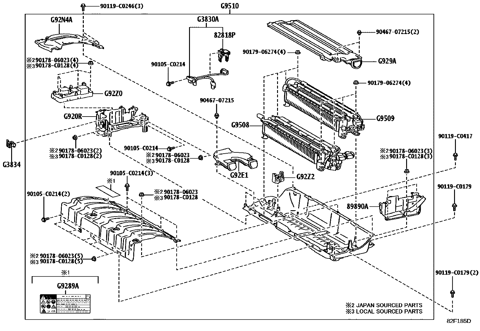 Toyota RAV4 蓄电池和蓄电池电缆 EPC diagram — 82F185D