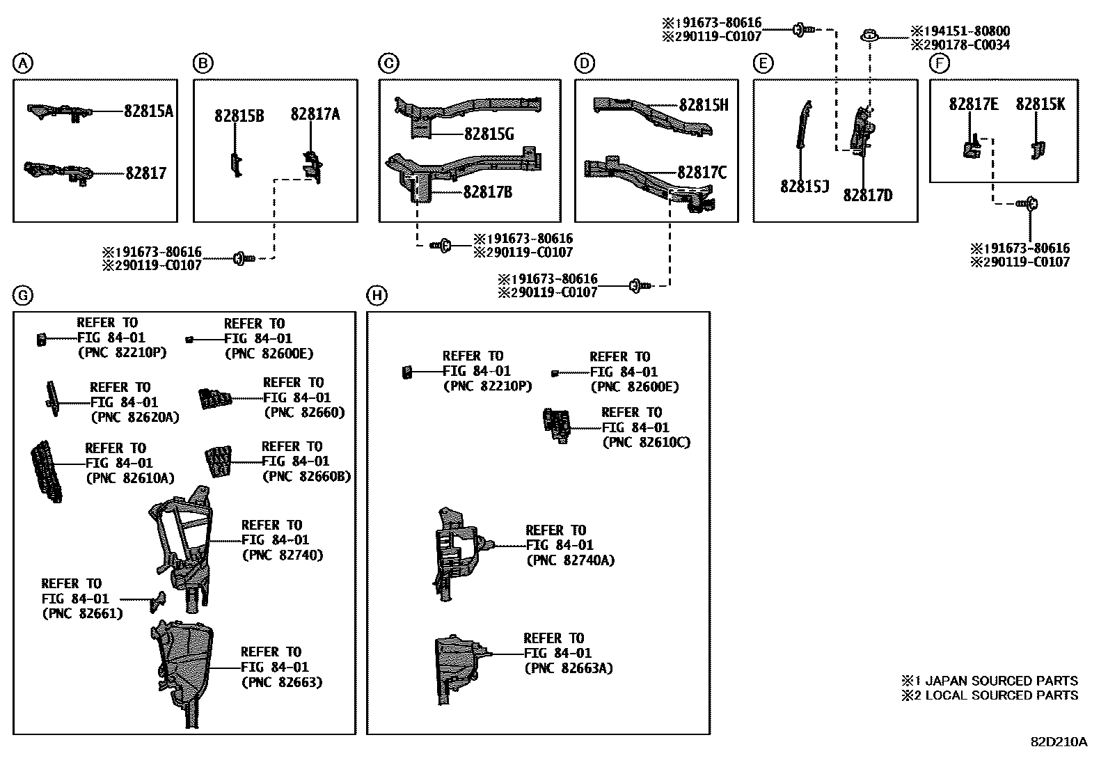 Toyota RAV4 线束和卡夹 EPC diagram — 82D210A