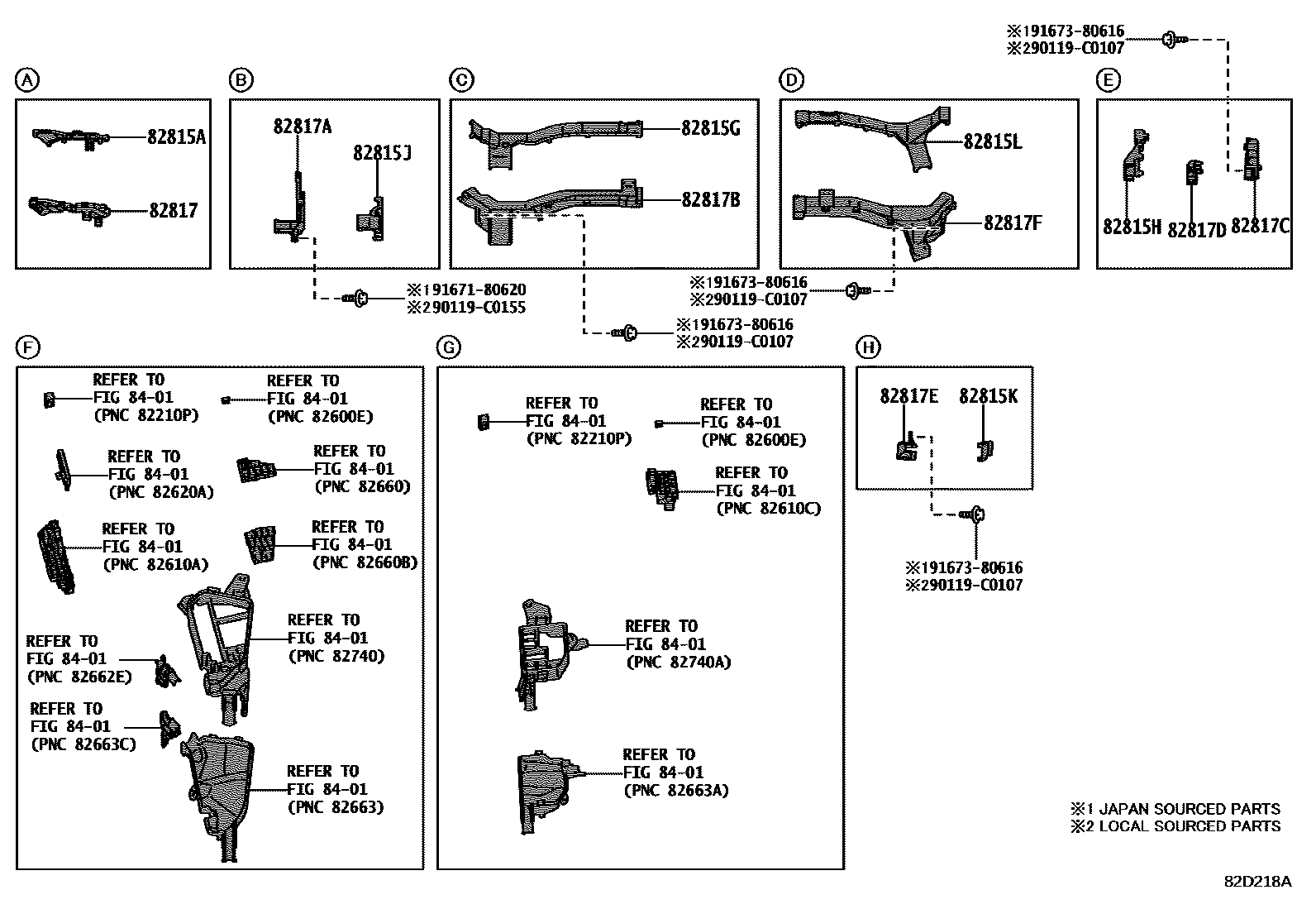 Toyota RAV4 线束和卡夹 EPC diagram — 82D218A
