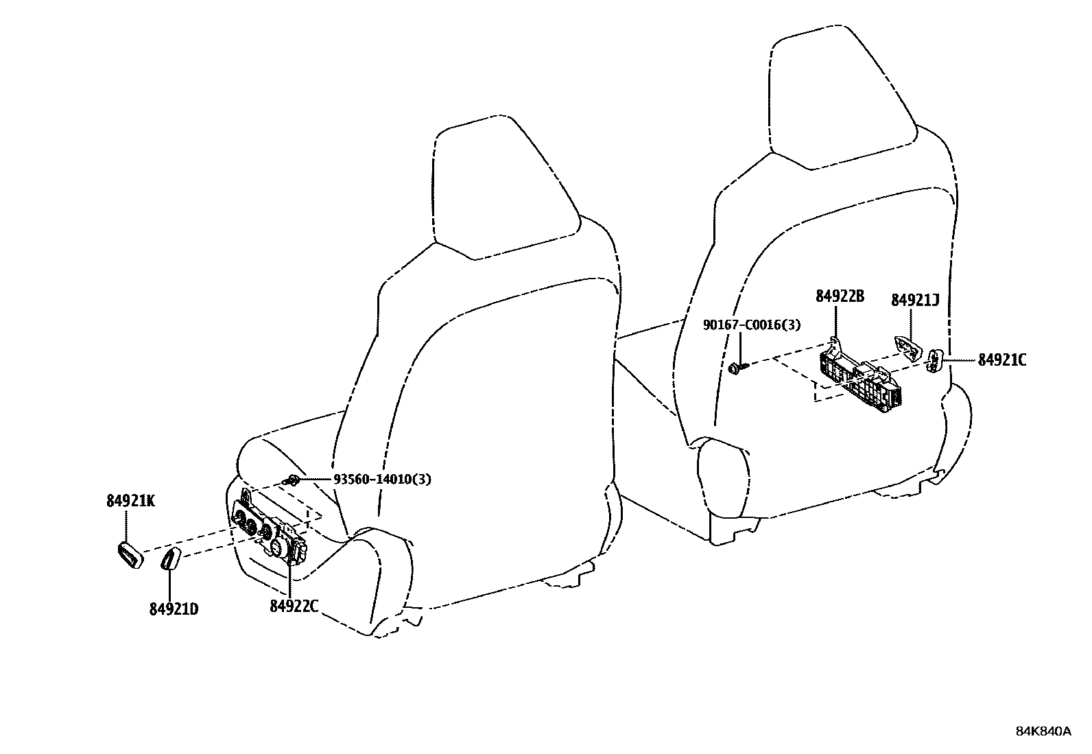 Toyota RAV4 开关和继电器和ECU EPC diagram — 84K840A