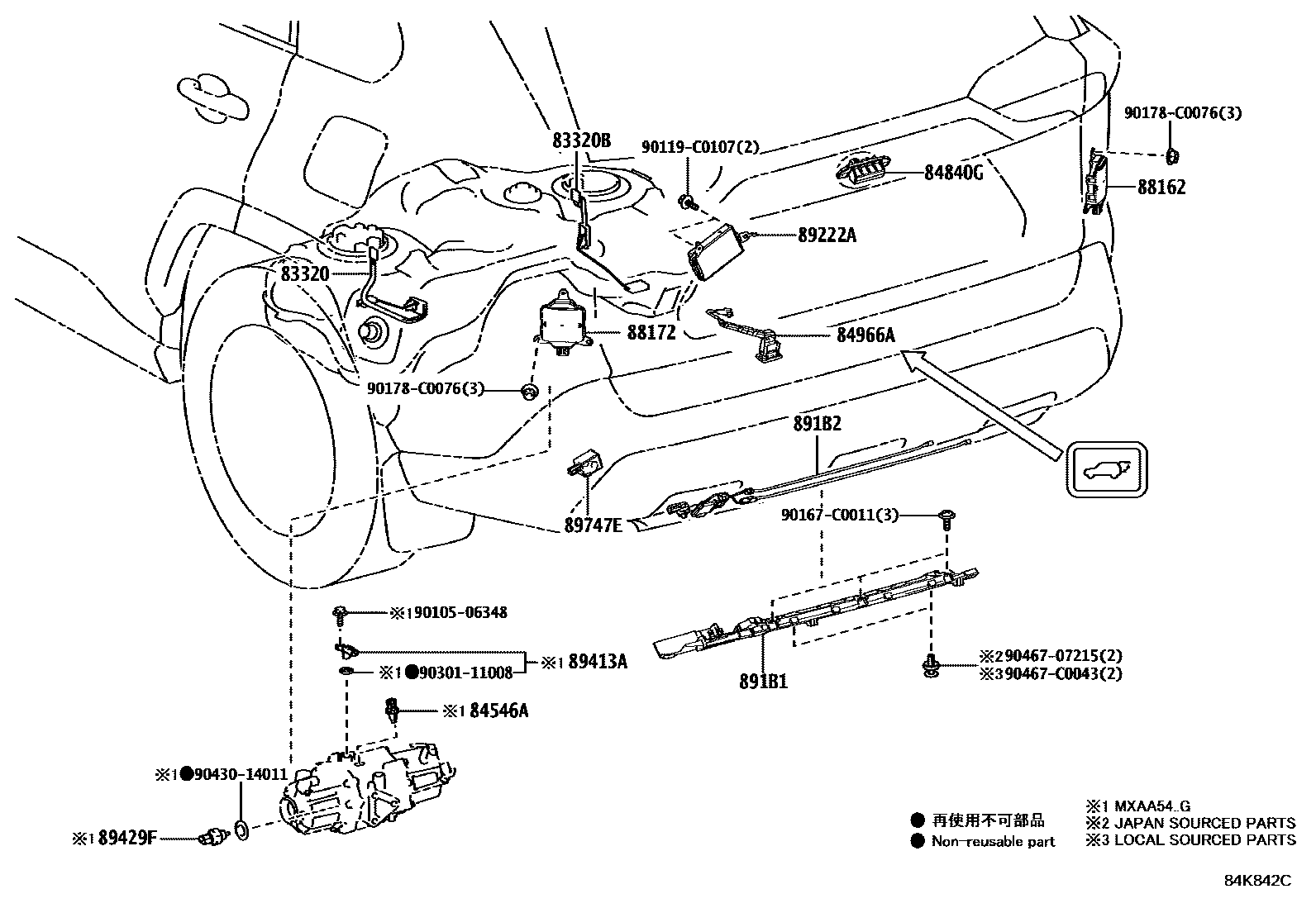 Toyota RAV4 开关和继电器和ECU EPC diagram — 84K842C