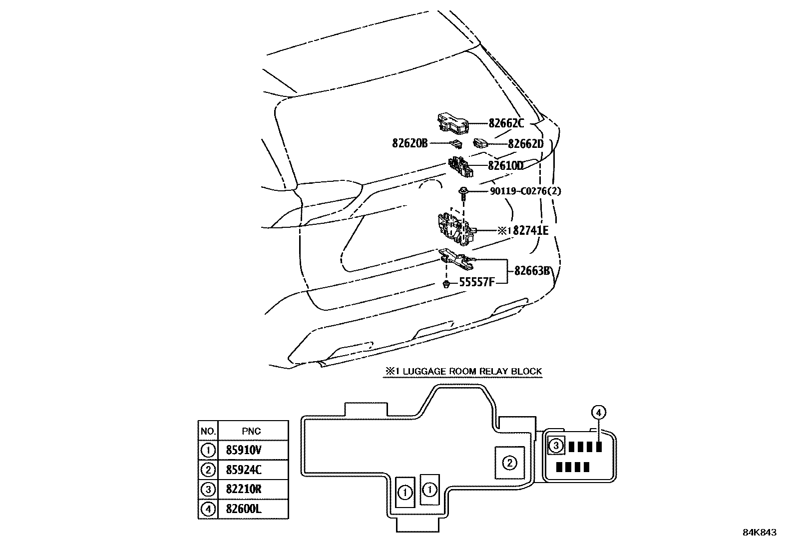 Toyota RAV4 开关和继电器和ECU EPC diagram — 84K843