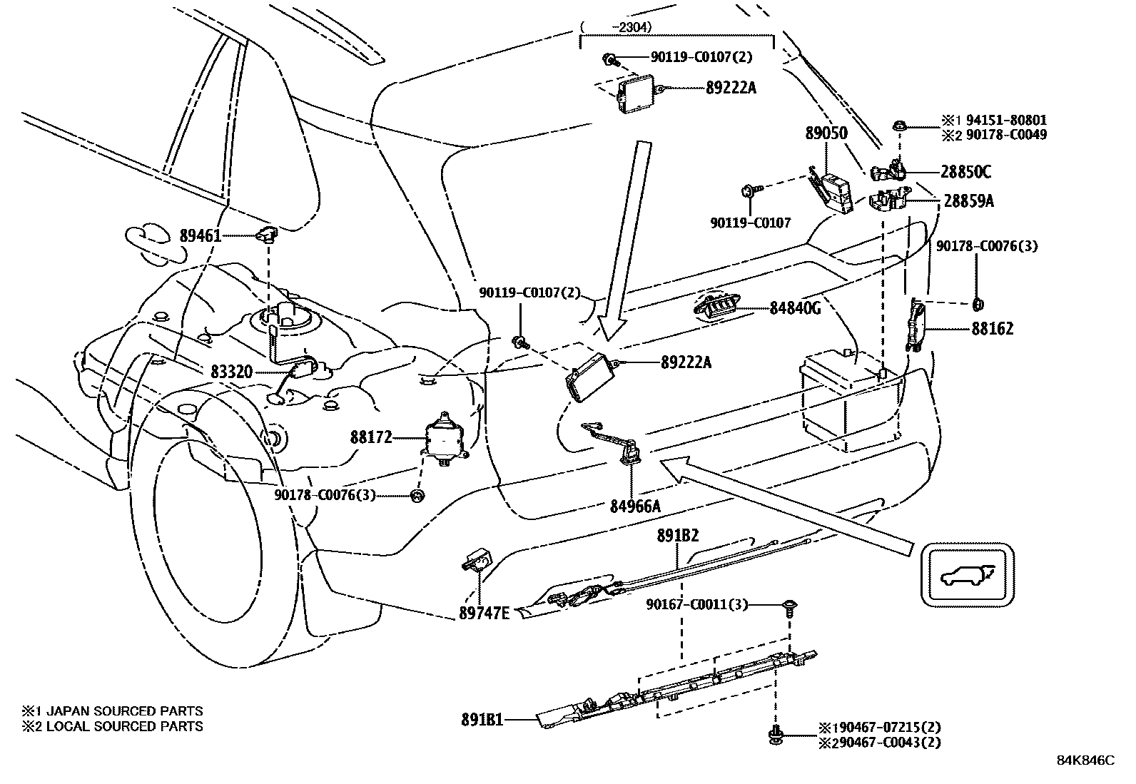 Toyota RAV4 开关和继电器和ECU EPC diagram — 84K846C