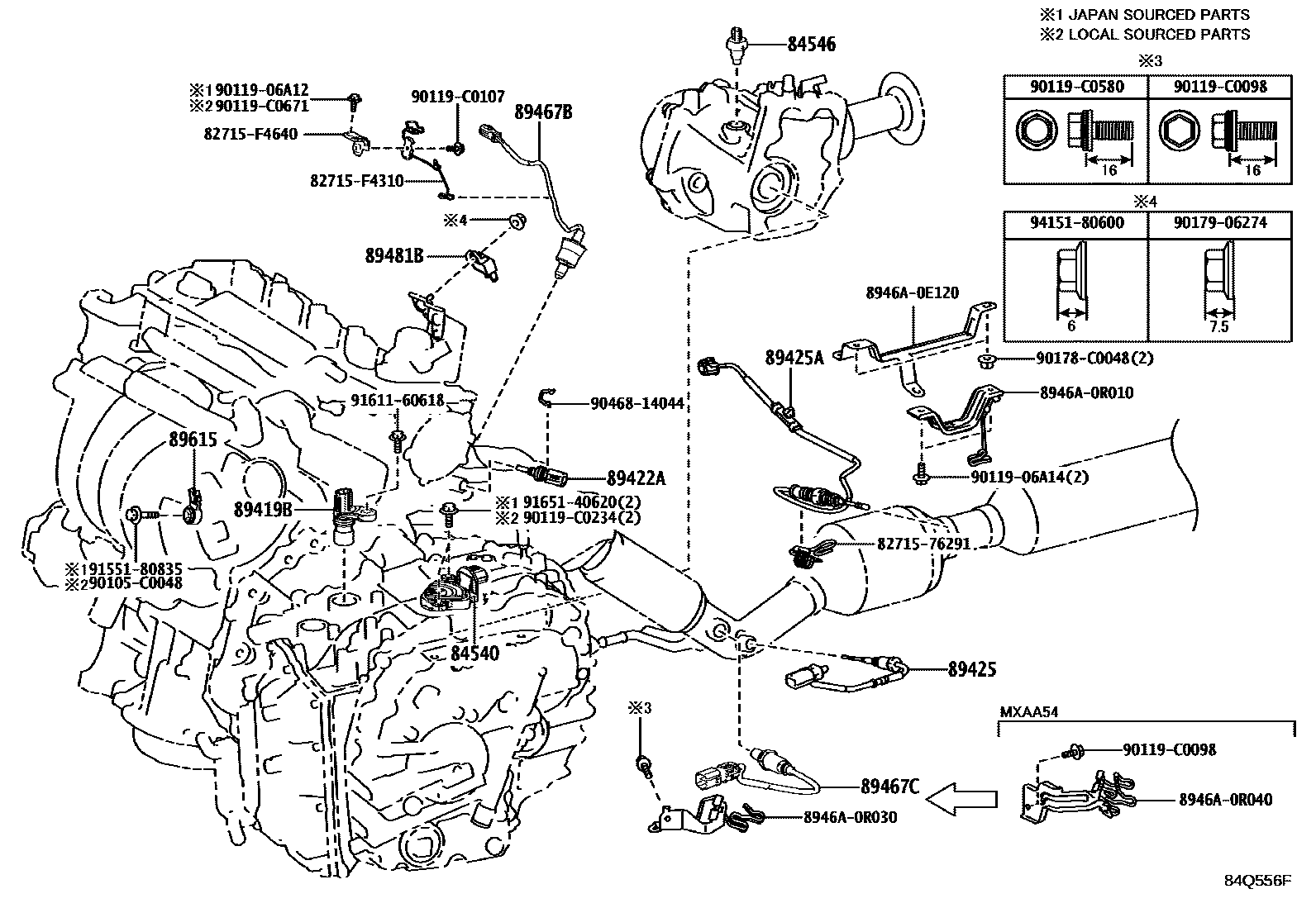 Toyota RAV4 开关和继电器和ECU EPC diagram — 84Q556F