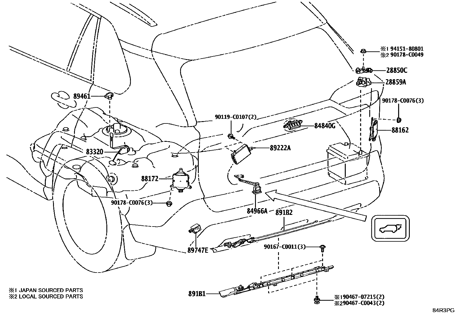 Toyota RAV4 开关和继电器和ECU EPC diagram — 84R3PG