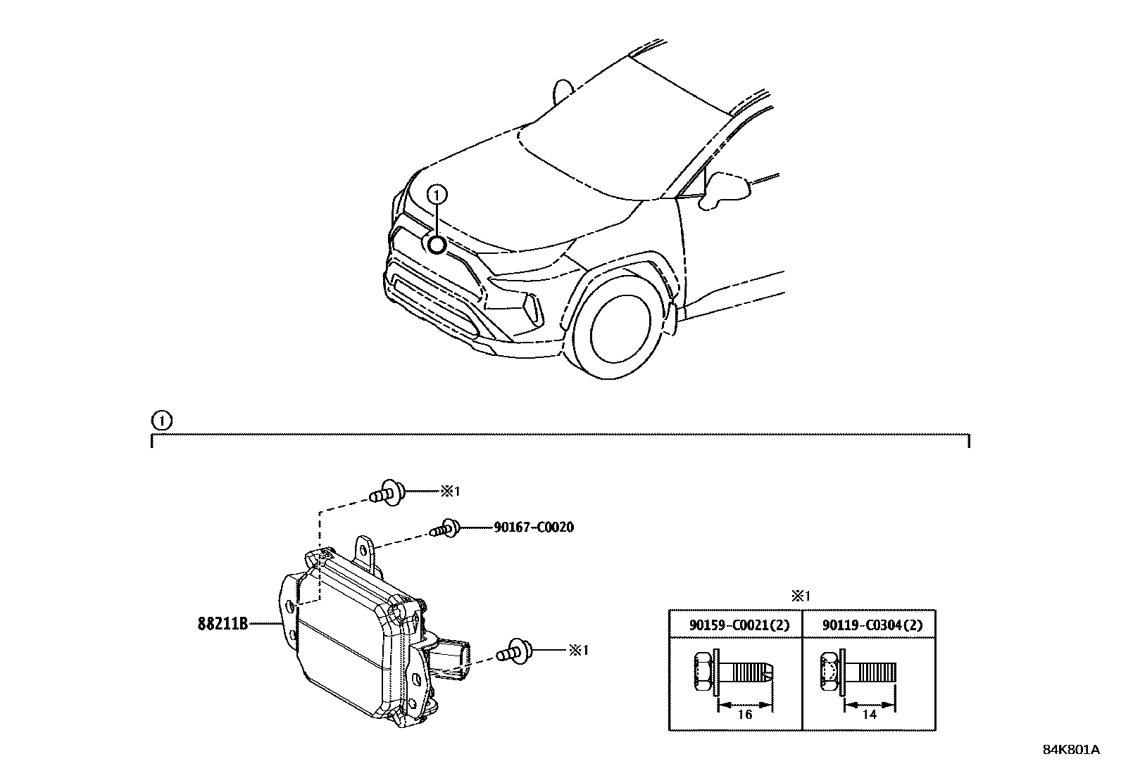 Toyota RAV4 巡航控制(自动行驶) EPC diagram — 84K801A