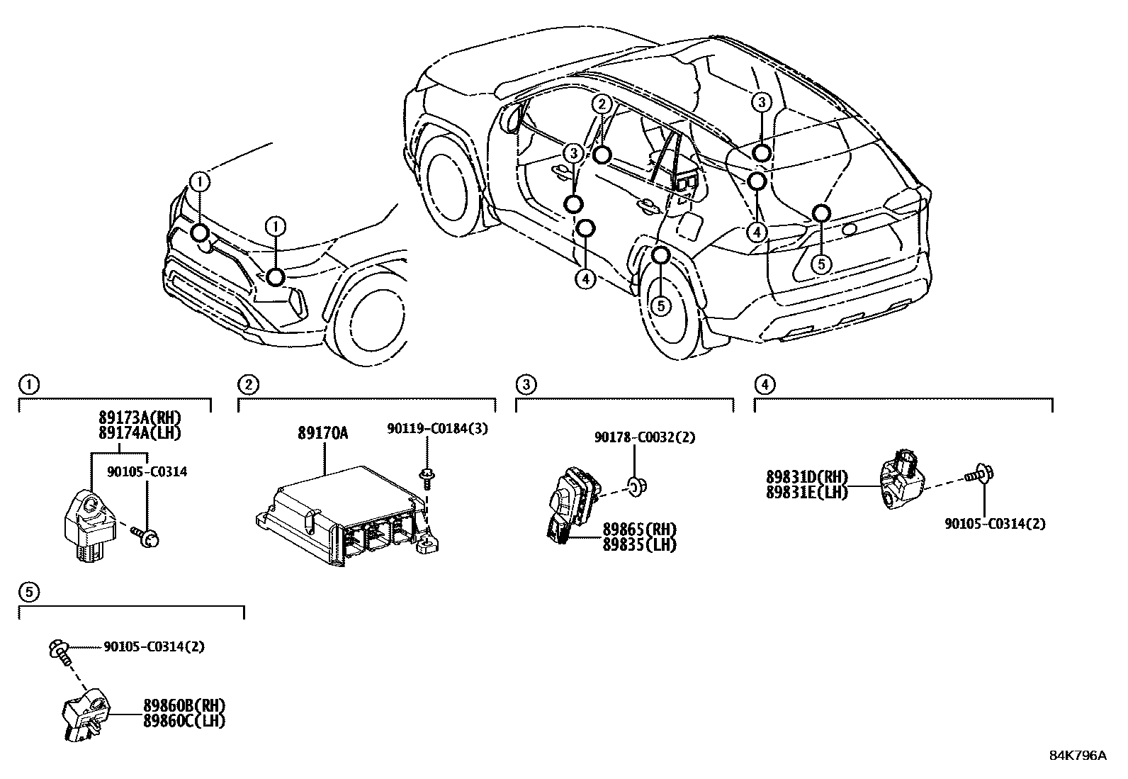Toyota RAV4 空气囊 EPC diagram — 84K796A