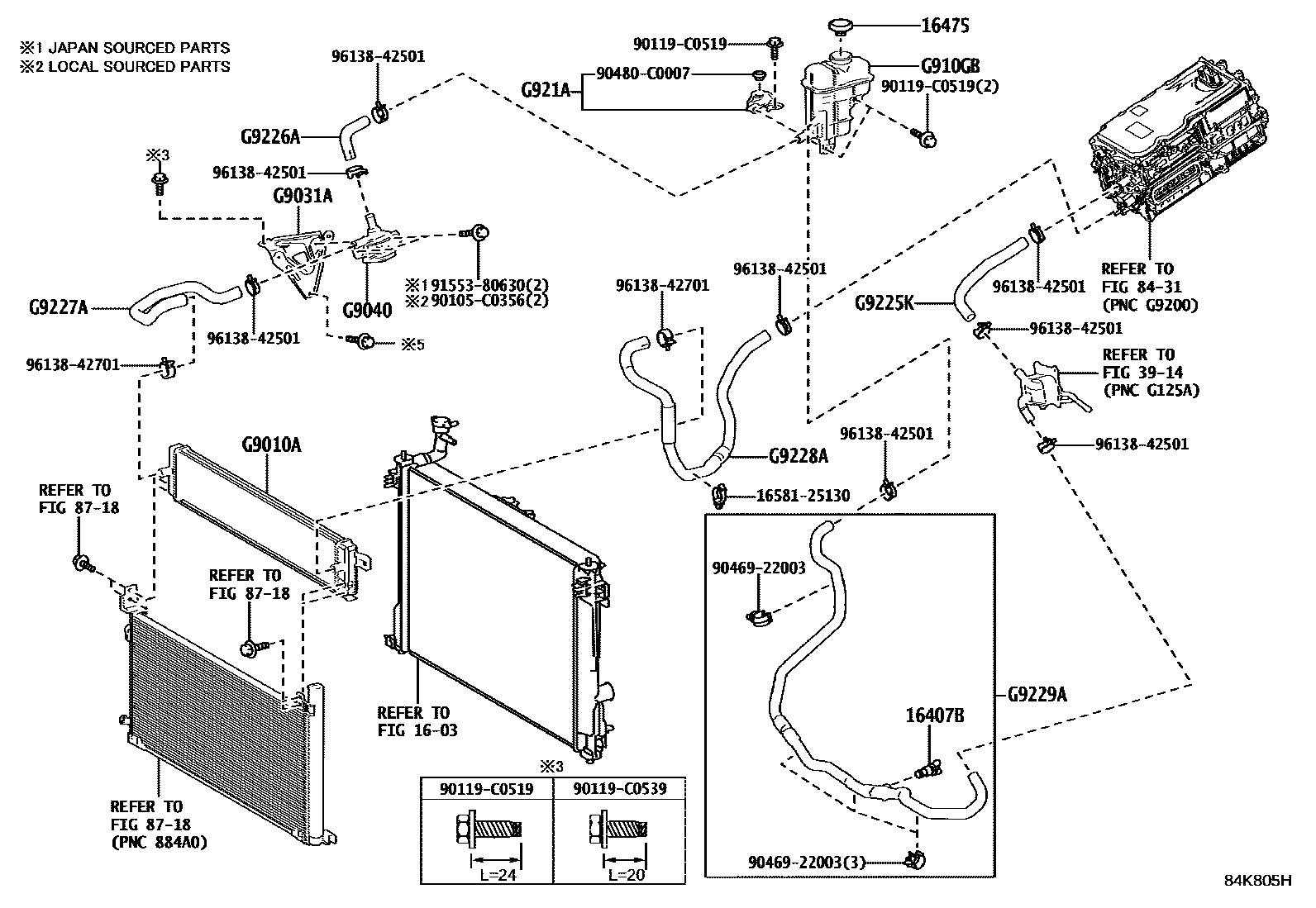 Toyota RAV4 逆变器冷却系统 EPC diagram — 84K805H