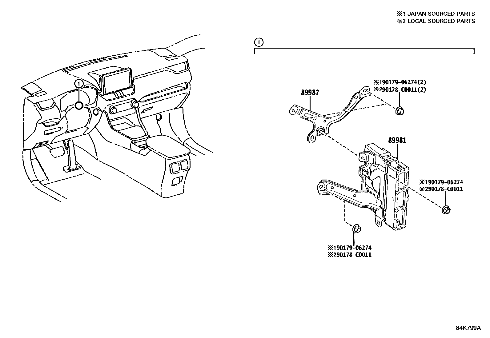 Toyota RAV4 HEV 控制ECU EPC diagram — 84K799A