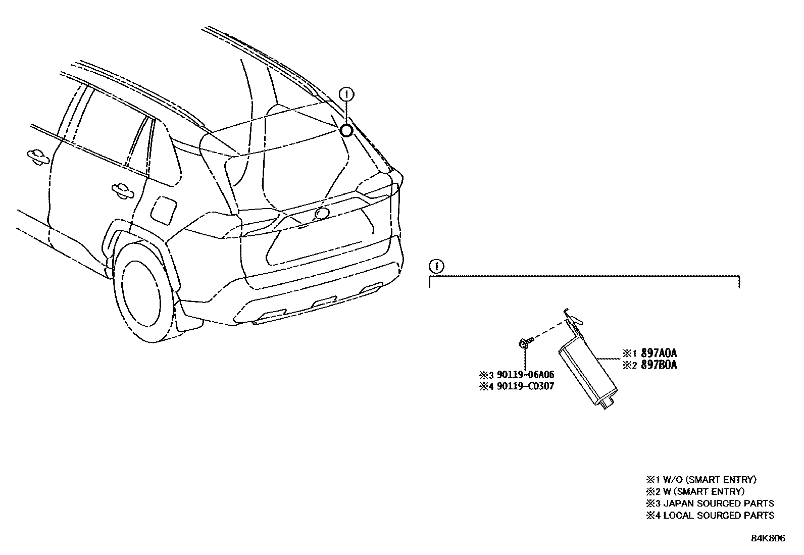 Toyota RAV4 轮胎压力警告系统 EPC diagram — 84K806
