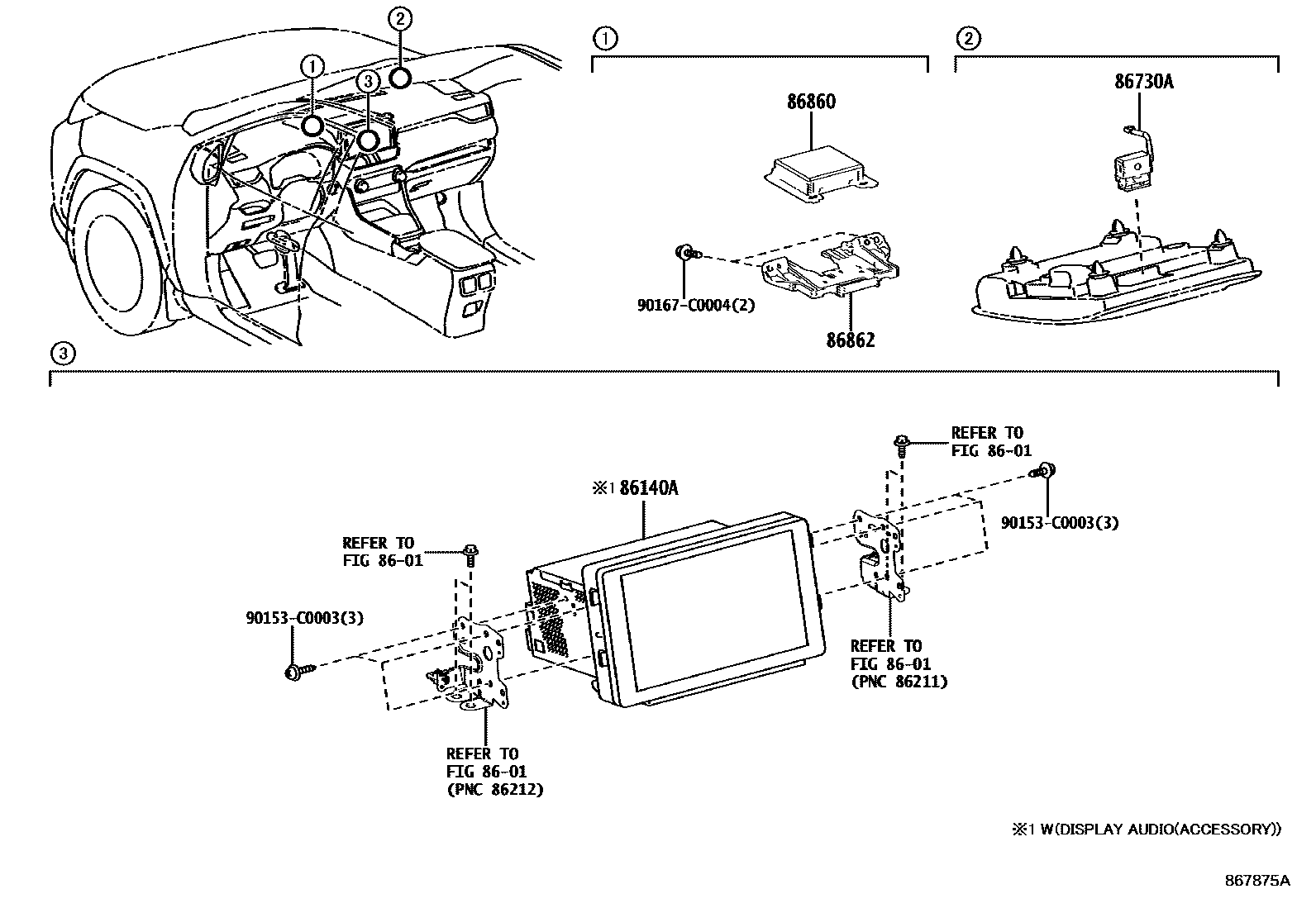 Toyota RAV4 导航和前监视器显示屏 EPC diagram — 867875A