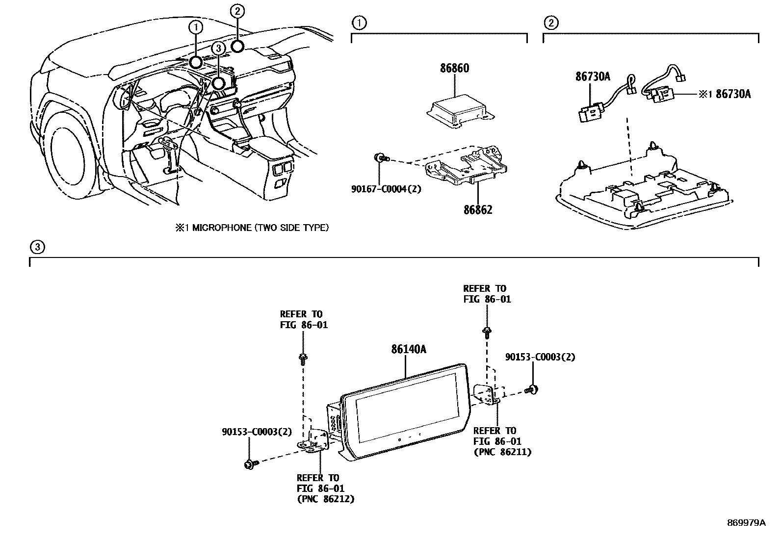 Toyota RAV4 导航和前监视器显示屏 EPC diagram — 869979A