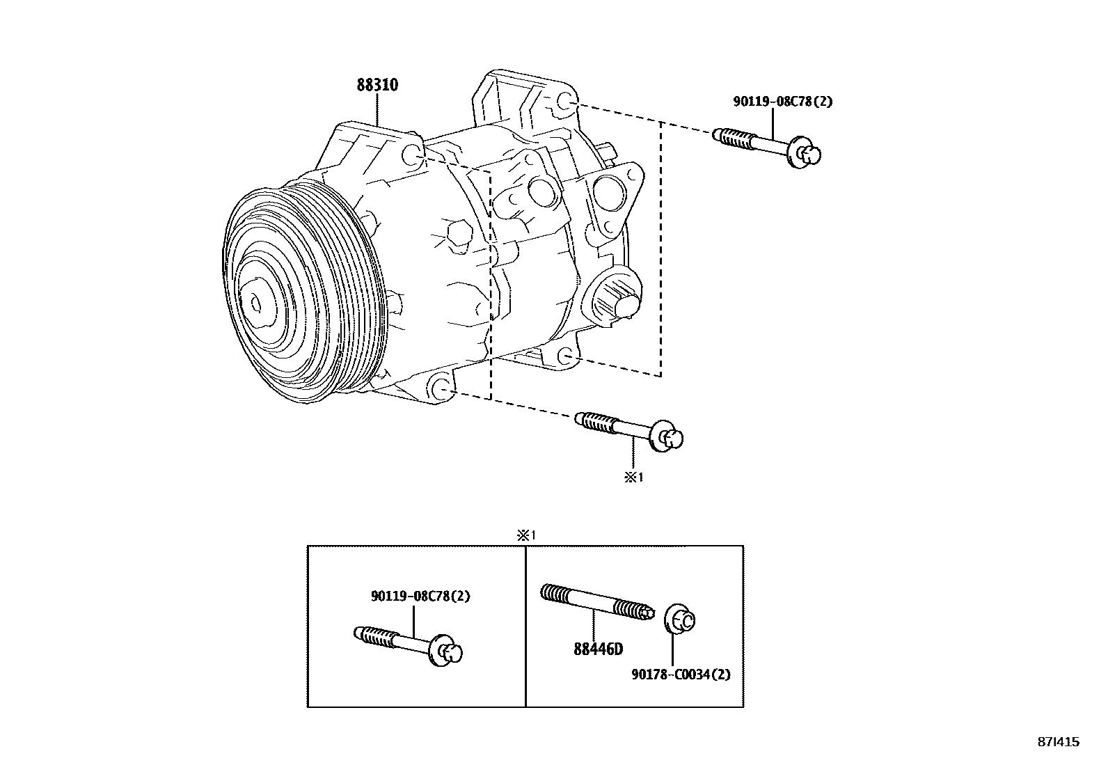 Toyota RAV4 Heating & Air Conditioning - Compressor EPC diagram — 87I415