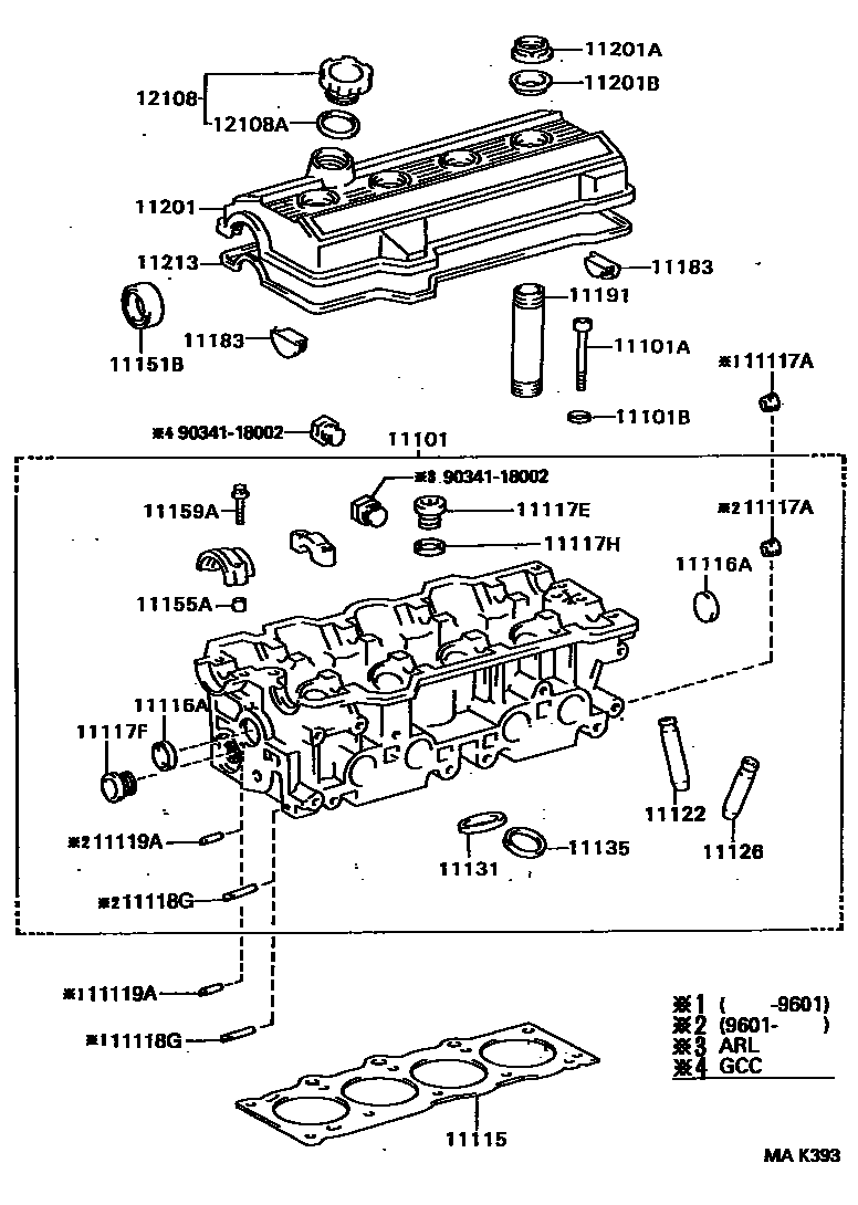 Toyota RAV4 Cylinder Head EPC diagram — MAK393