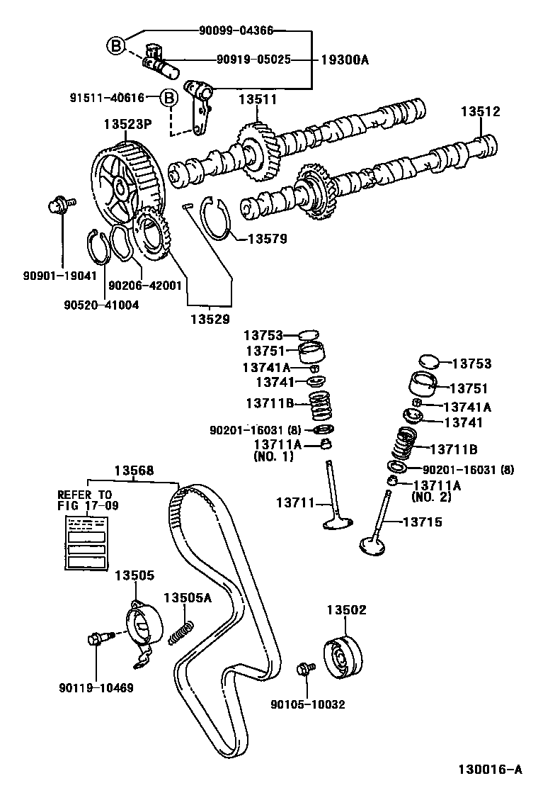 Toyota RAV4 Camshaft & Valve EPC diagram — 130016A