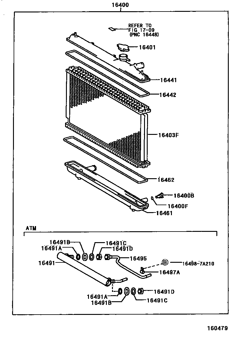 Toyota RAV4 RADIATOR & WATER OUTLET EPC diagram — 160479