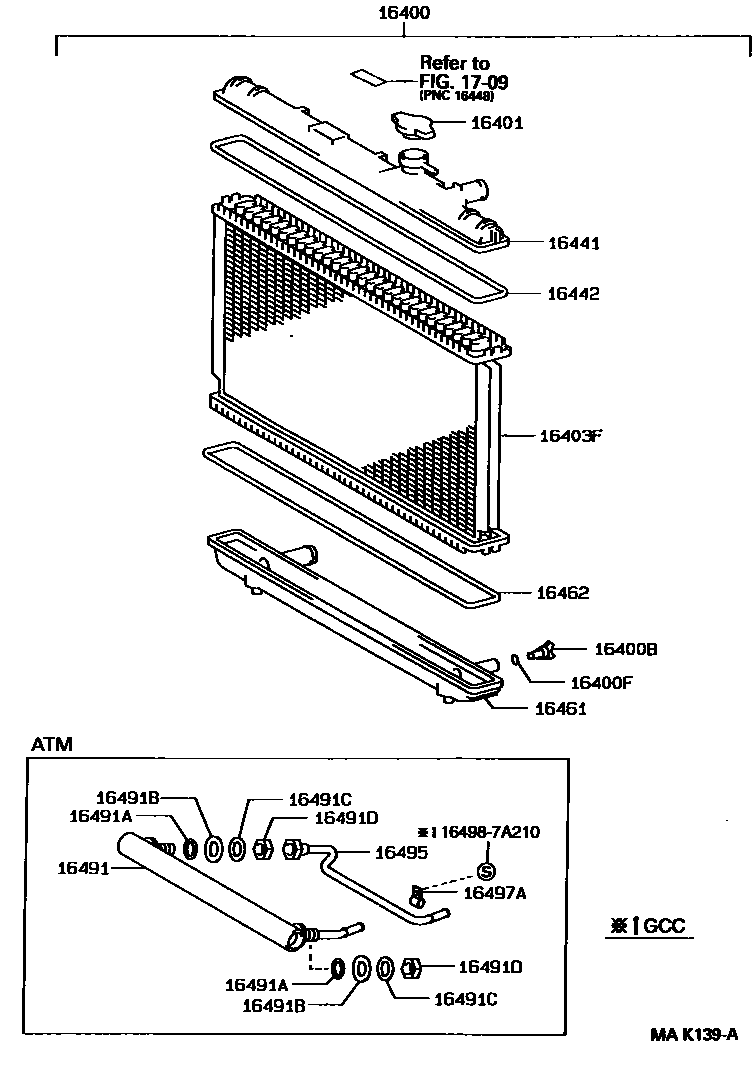 Toyota RAV4 RADIATOR & WATER OUTLET EPC diagram — MAK139A