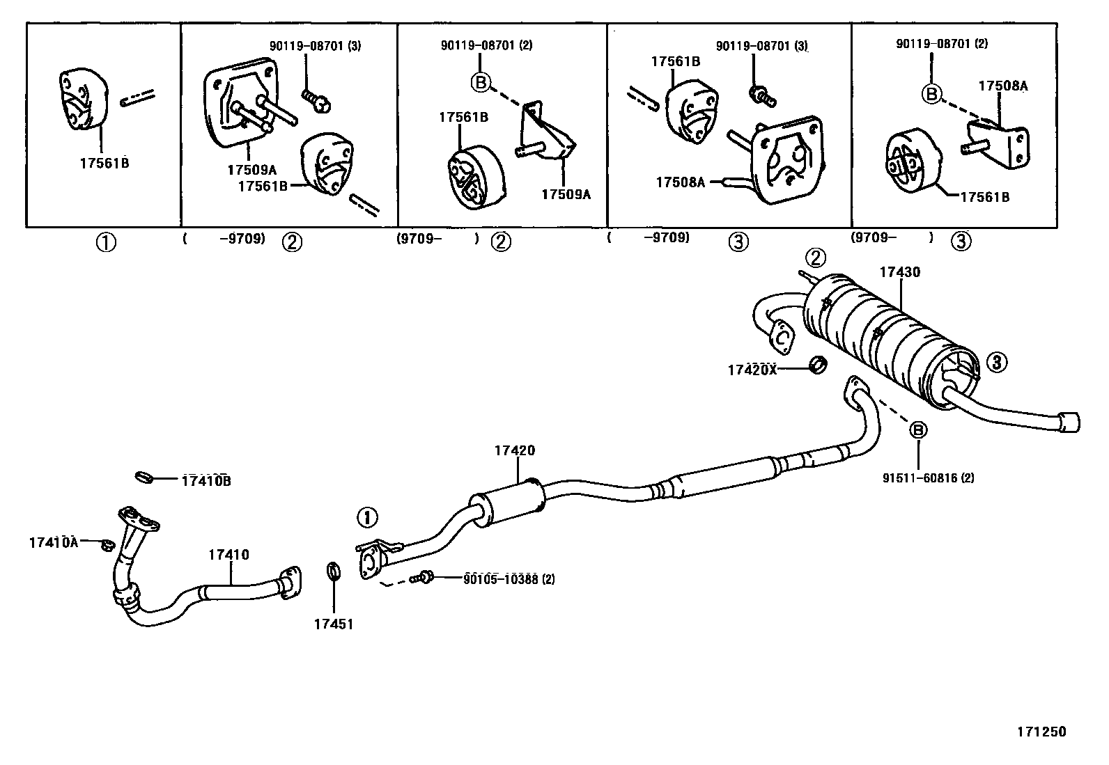 Toyota RAV4 Exhaust Pipe EPC diagram — 171250