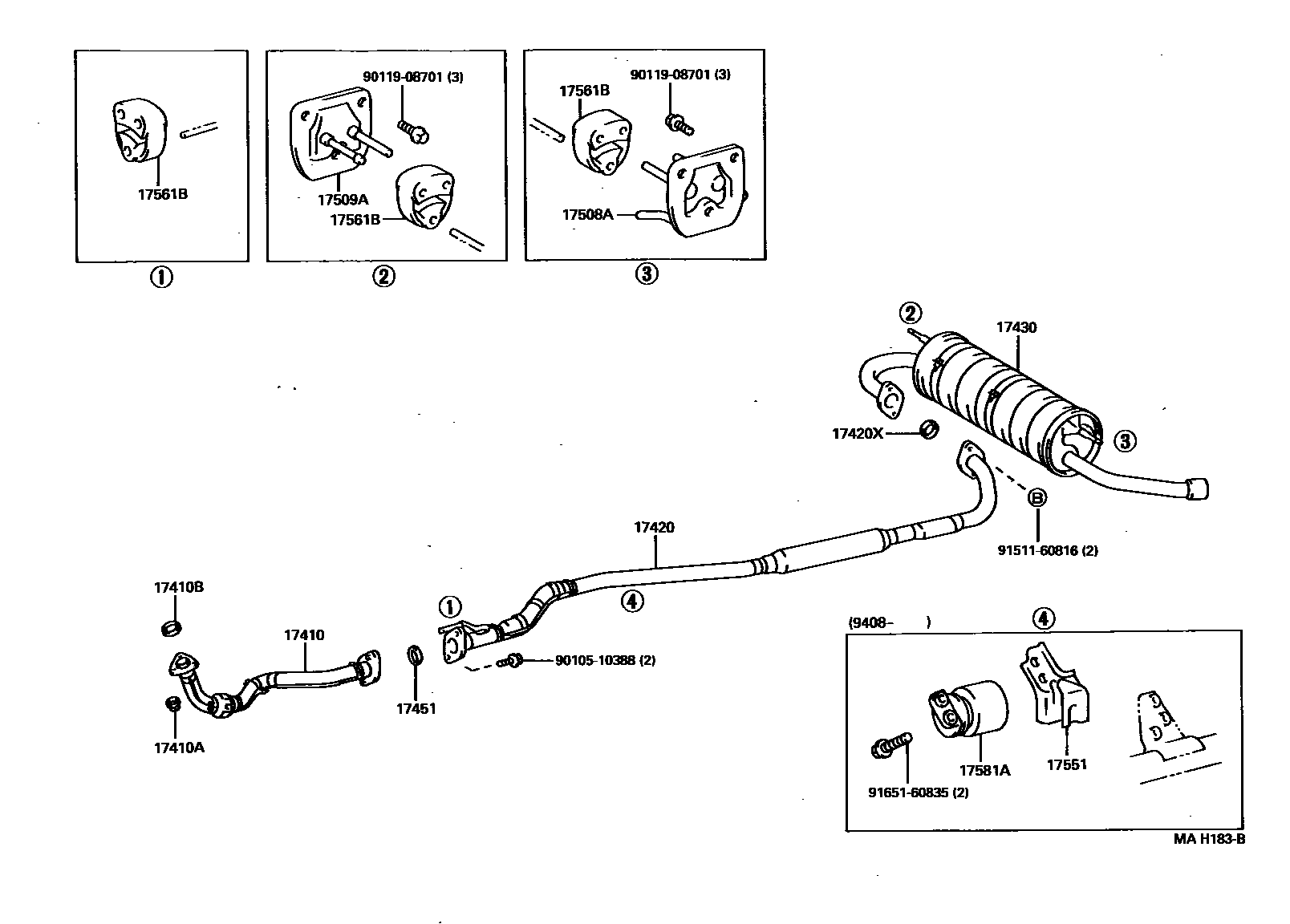 Toyota RAV4 Exhaust Pipe EPC diagram — MAH183B