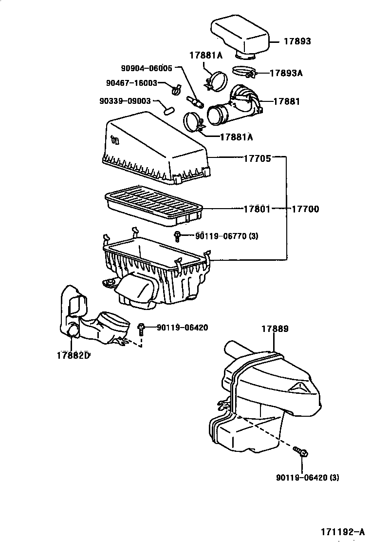 Toyota RAV4 Air Cleaner EPC diagram — 171192A
