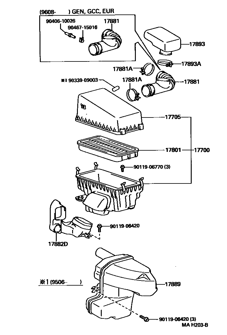 Toyota RAV4 Air Cleaner EPC diagram — MAH203B