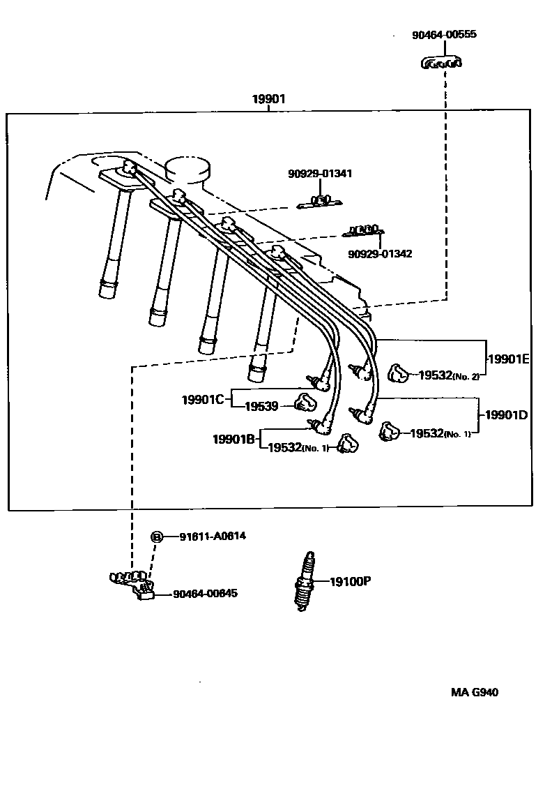 Toyota RAV4 点火线圈和火花塞 /电热塞 EPC diagram — MAG940
