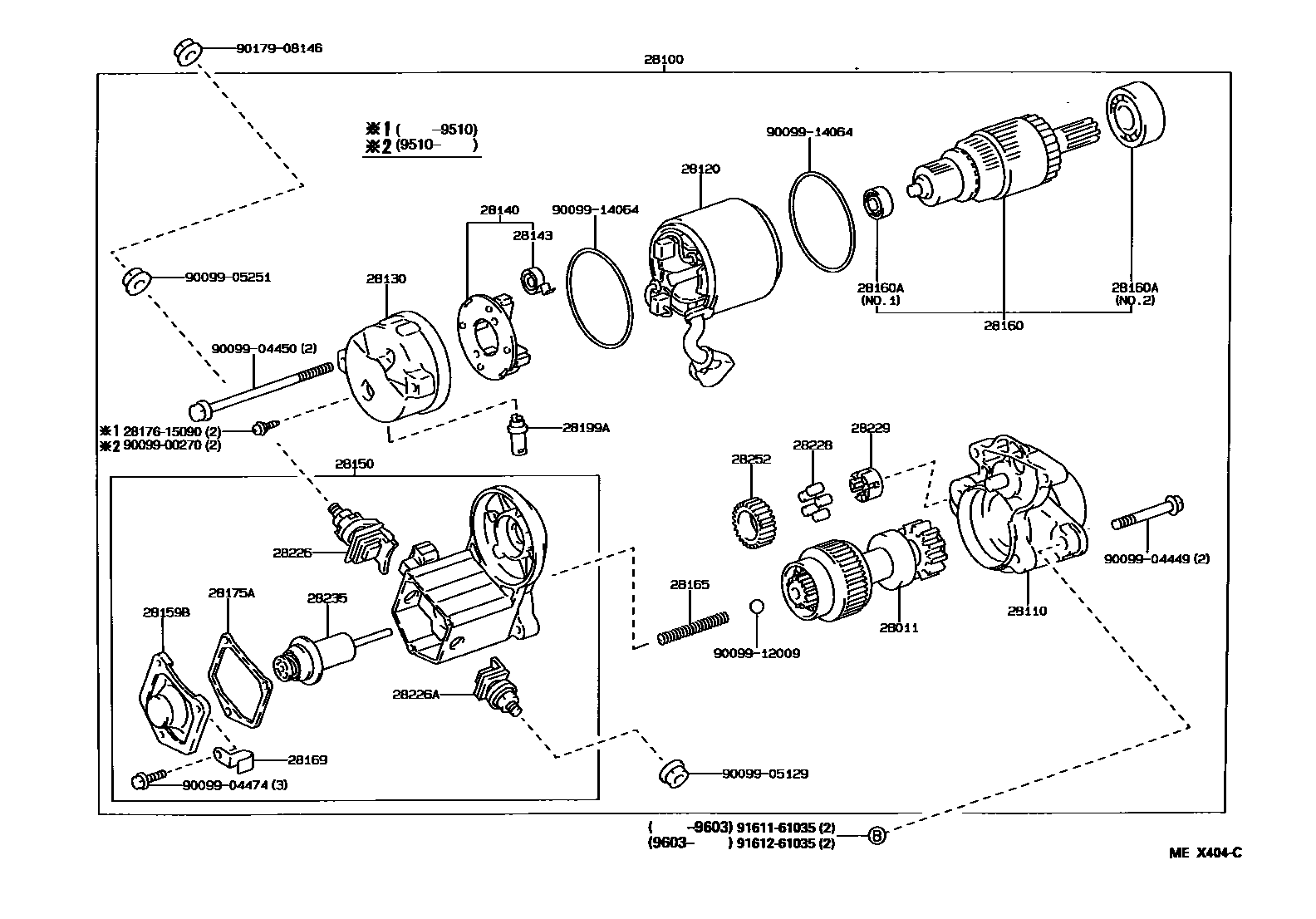 Toyota RAV4 起动机 EPC diagram — MEX404C