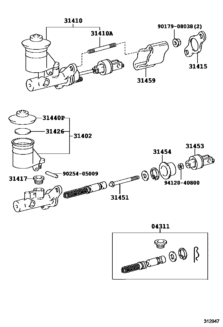 Toyota RAV4 离合器总泵 EPC diagram — 312947