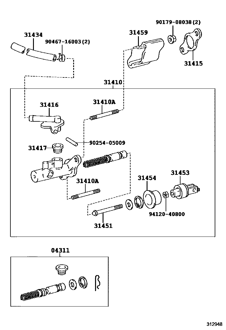Toyota RAV4 离合器总泵 EPC diagram — 312948