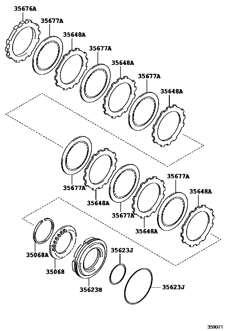 Toyota RAV4 3号制动器、一档和倒档制动器(ATM) EPC diagram — 359071