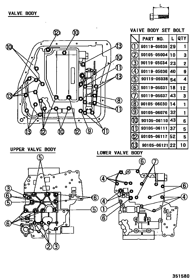 Toyota RAV4 阀体和滤油网(ATM) EPC diagram — 351580