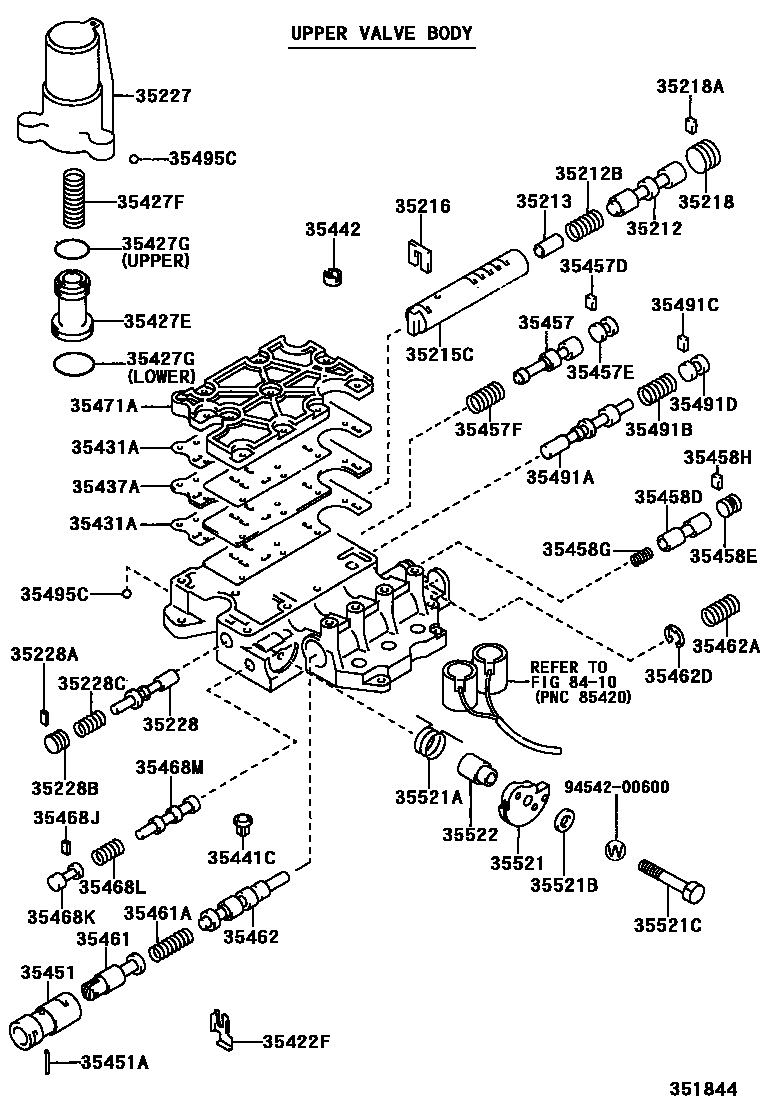 Toyota RAV4 阀体和滤油网(ATM) EPC diagram — 351844