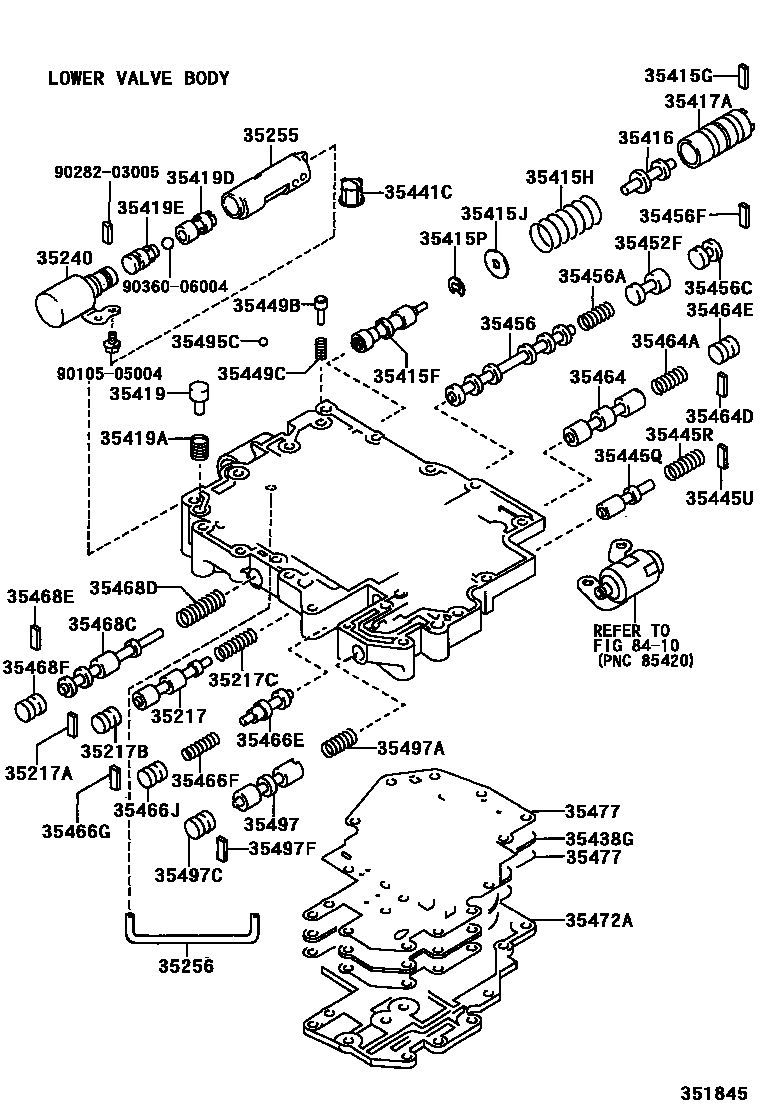 Toyota RAV4 阀体和滤油网(ATM) EPC diagram — 351845