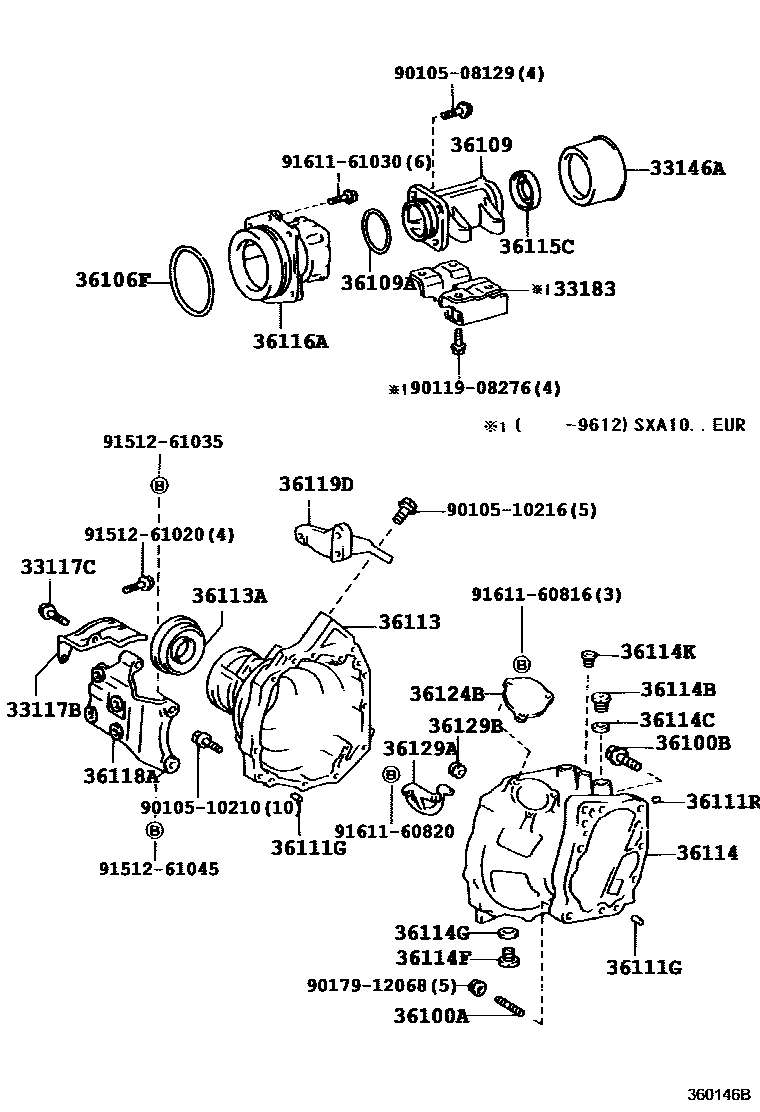 Toyota RAV4 Transfer Case & Extension Housing EPC diagram — 360146B
