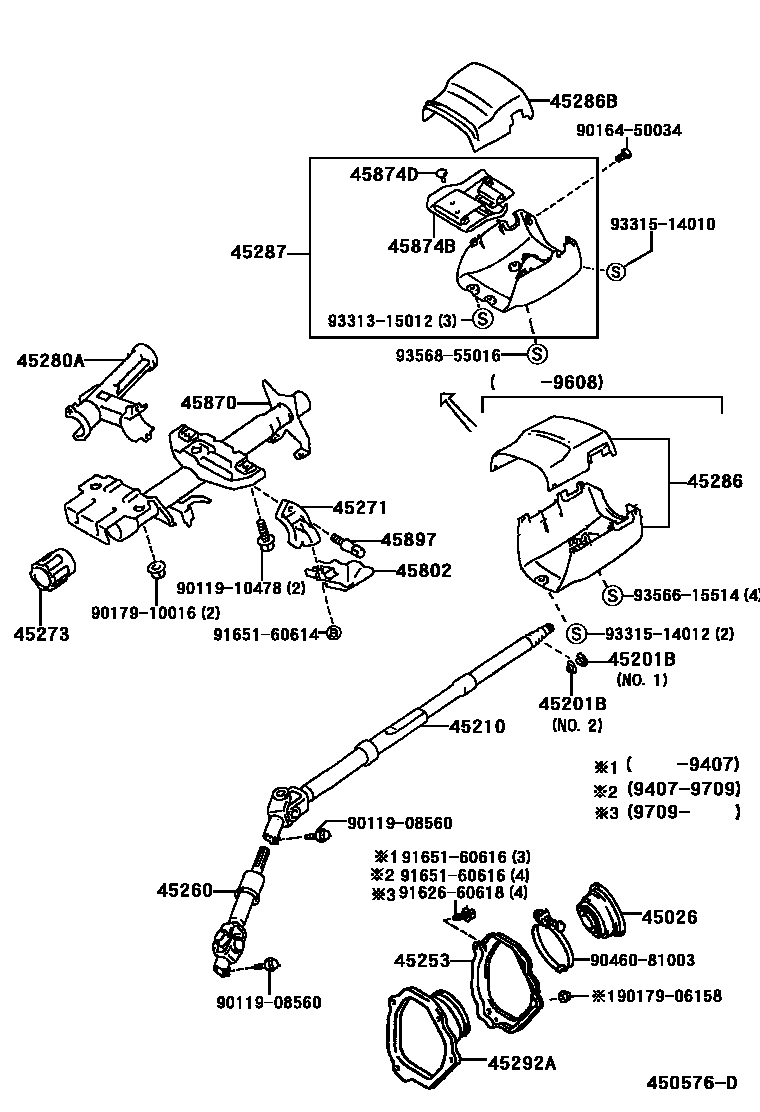 Toyota RAV4 Steering Column & Shaft EPC diagram — 450576D