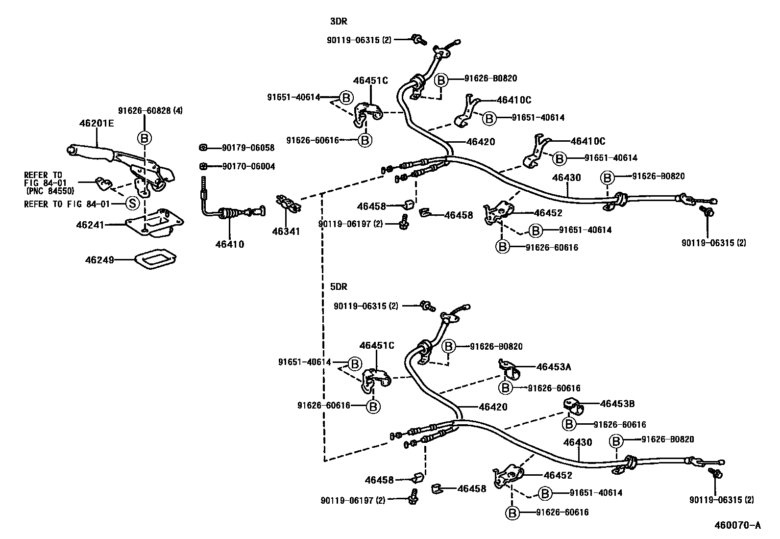 Toyota RAV4 Parking Brake & Cable EPC diagram — 460070A