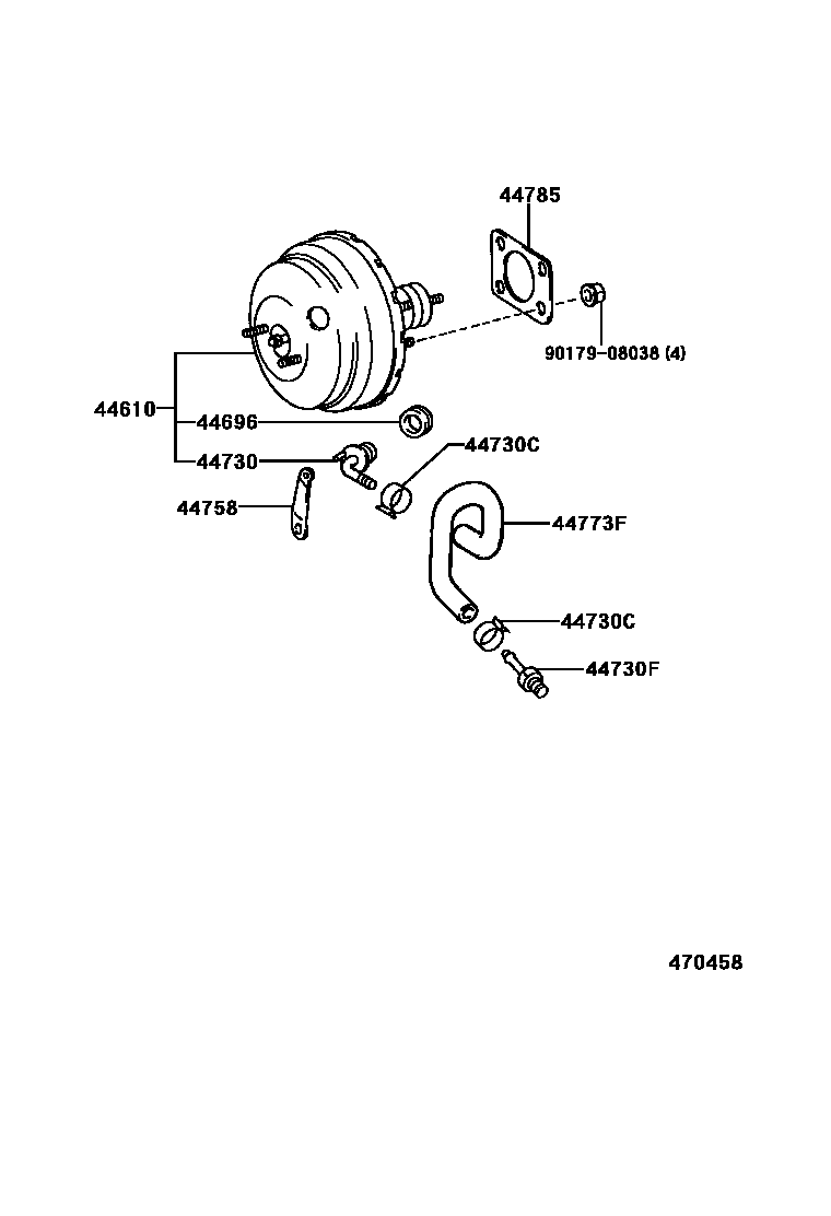 Toyota RAV4 制动助力器和真空管 EPC diagram — 470458