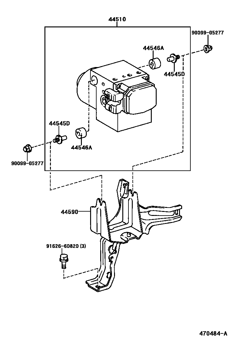 Toyota RAV4 制动配管和卡箍 EPC diagram — 470484A