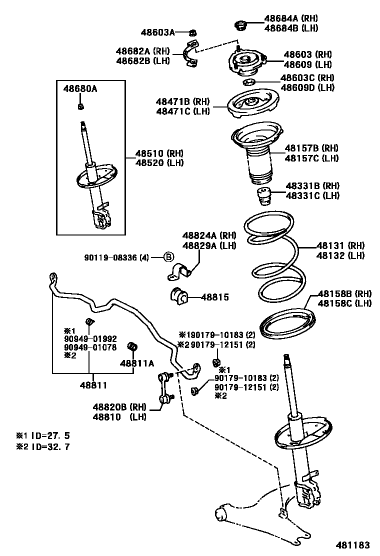 Toyota RAV4 Front Spring & Shock Absorber EPC diagram — 481183