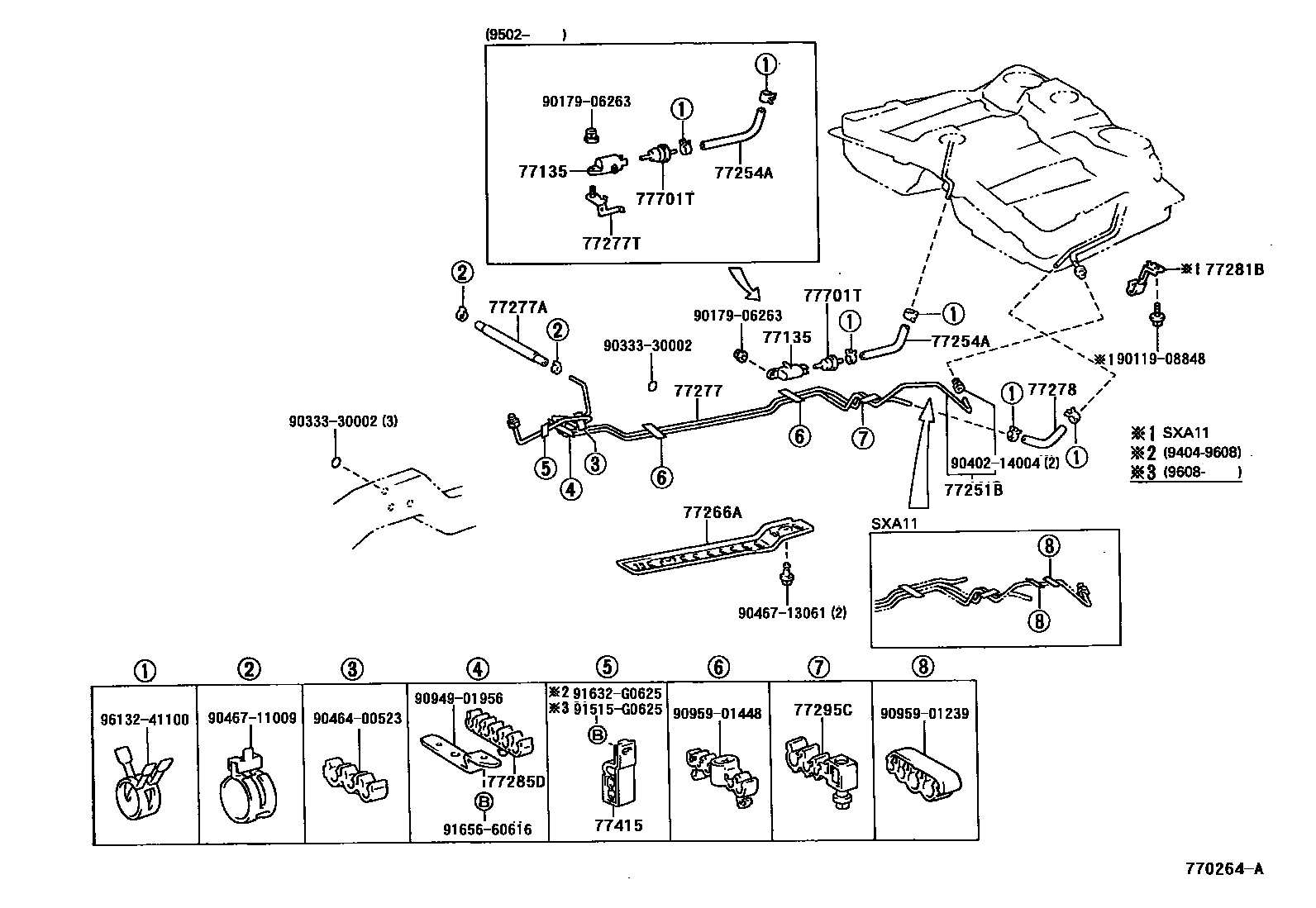 Toyota RAV4 燃油箱和燃油管 EPC diagram — 770264A