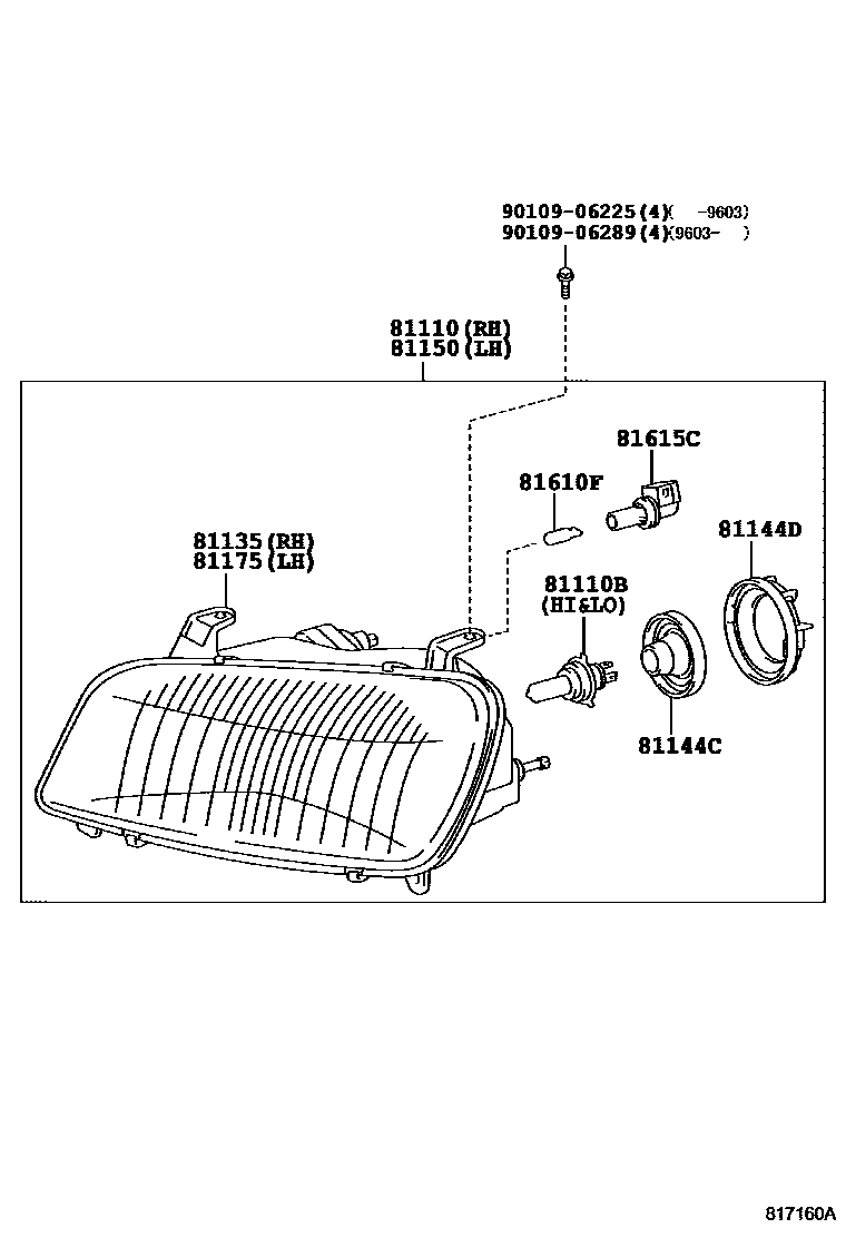 Toyota RAV4 Headlamp EPC diagram — 817160A
