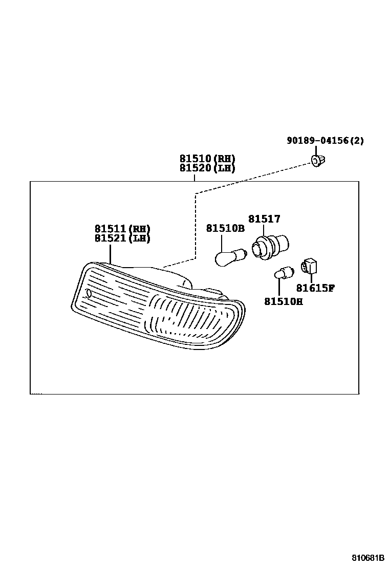 Toyota RAV4 前转向灯 EPC diagram — 810681B