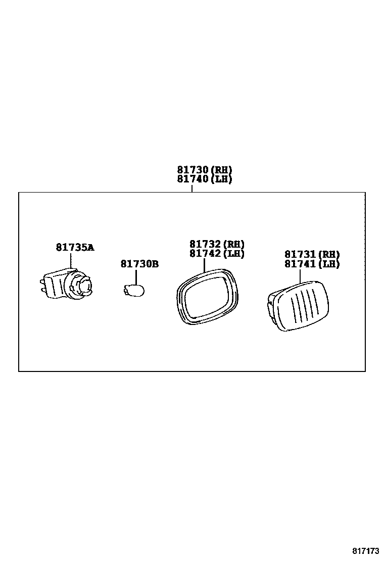 Toyota RAV4 Side Turn Signal & Outer Mirror Lamp EPC diagram — 817173