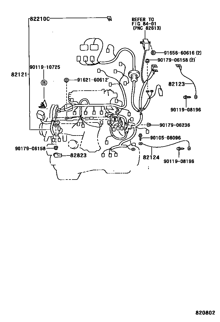 Toyota RAV4 线束和卡夹 EPC diagram — 820802