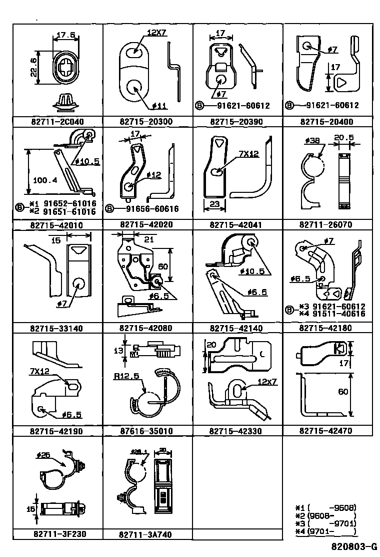 Toyota RAV4 线束和卡夹 EPC diagram — 820803G
