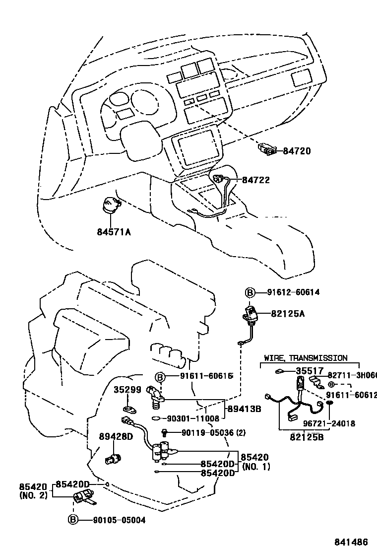 Toyota RAV4 超速档和电子控制变速器 EPC diagram — 841486