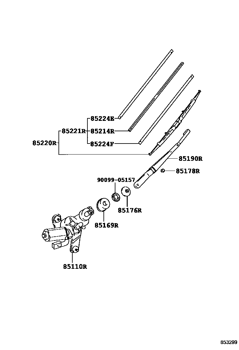 Toyota RAV4 后刮水器 EPC diagram — 853299