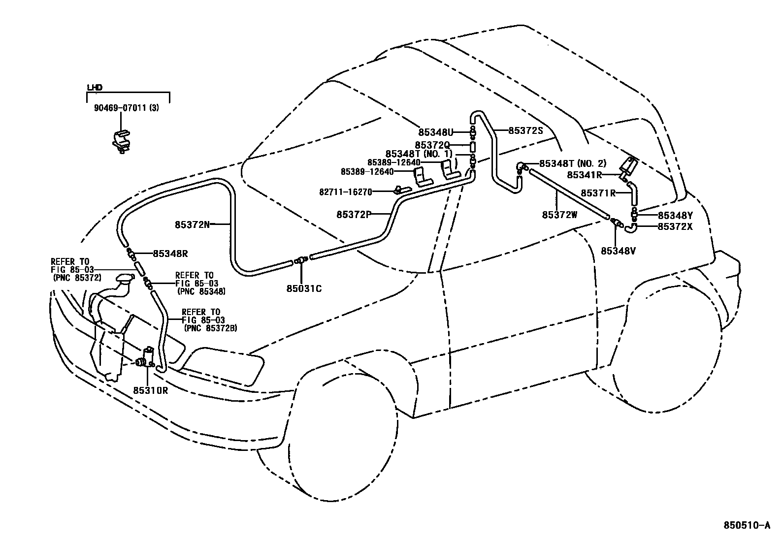 Toyota RAV4 后清洗器 EPC diagram — 850510A