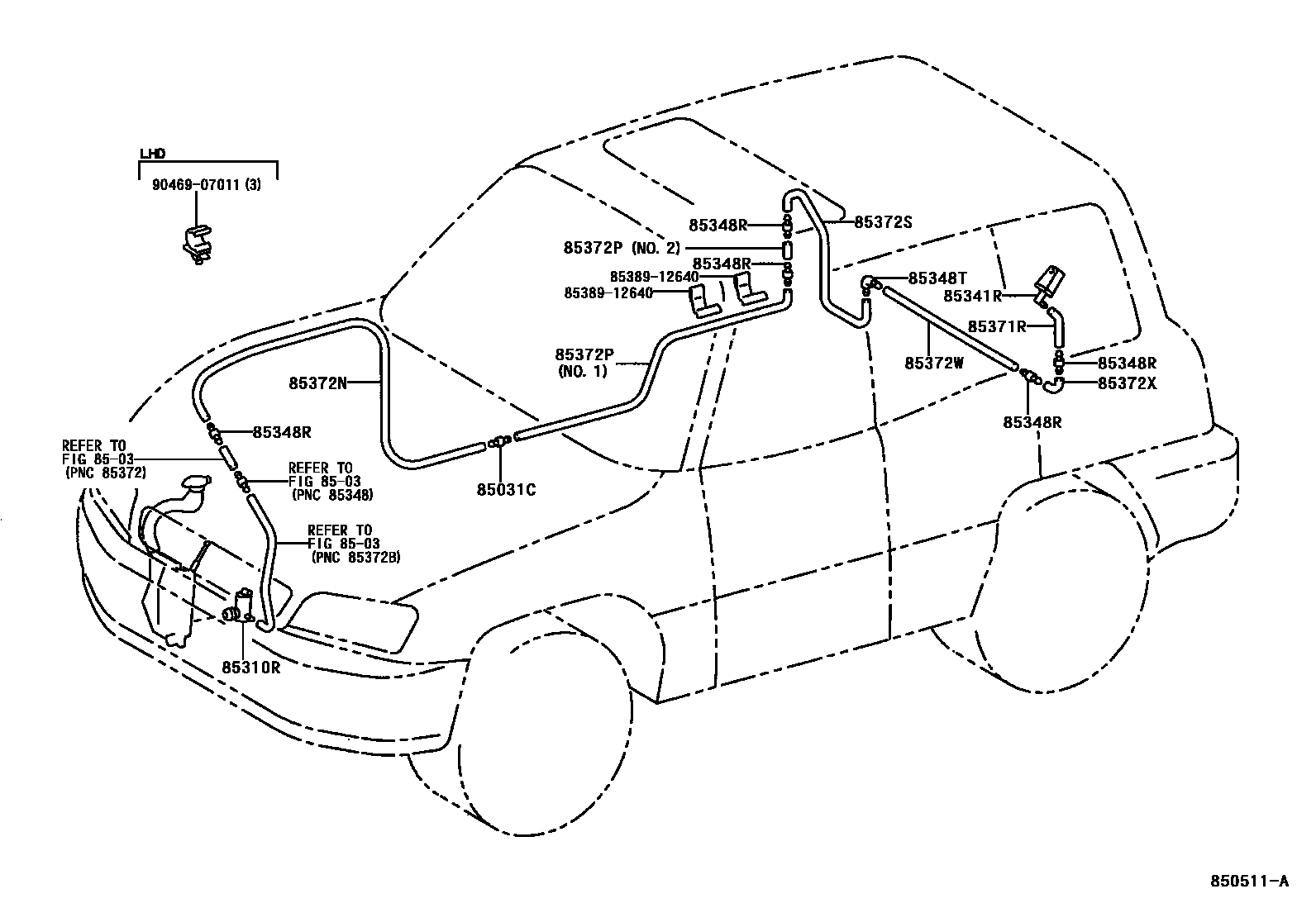 Toyota RAV4 后清洗器 EPC diagram — 850511A