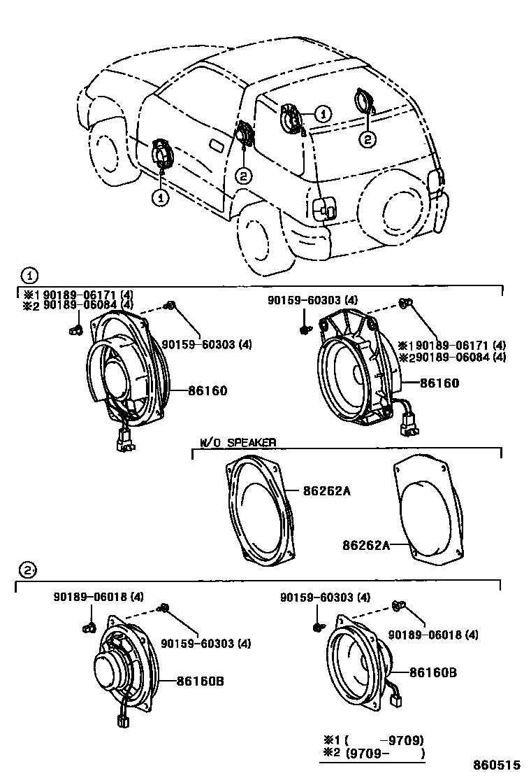 Toyota RAV4 扬声器 EPC diagram — 860515